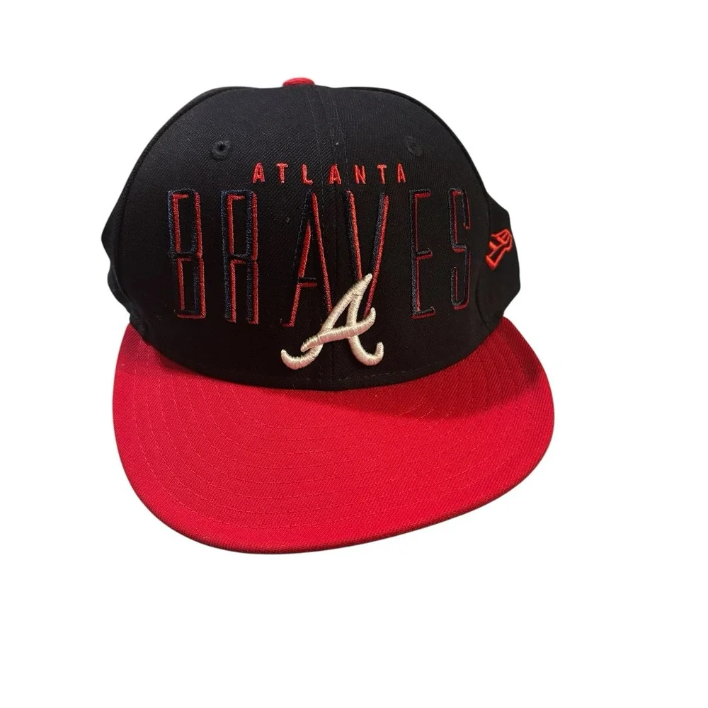 New Era Atlanta Braves Spell Out Snapback Hat MLB Embroidered Retro Summer‎